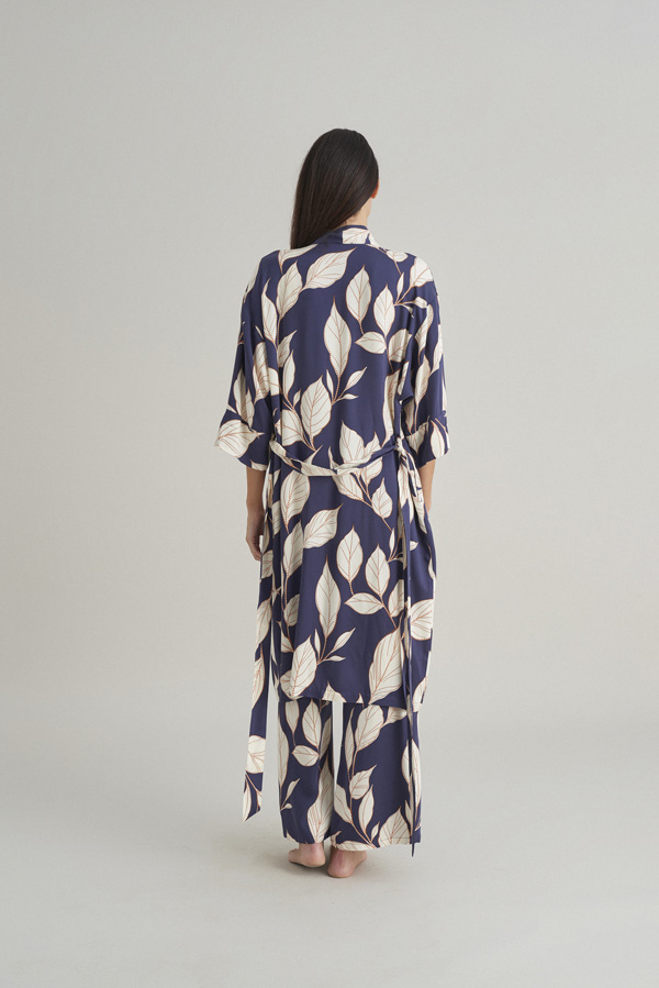 Blue leaves Kimono
